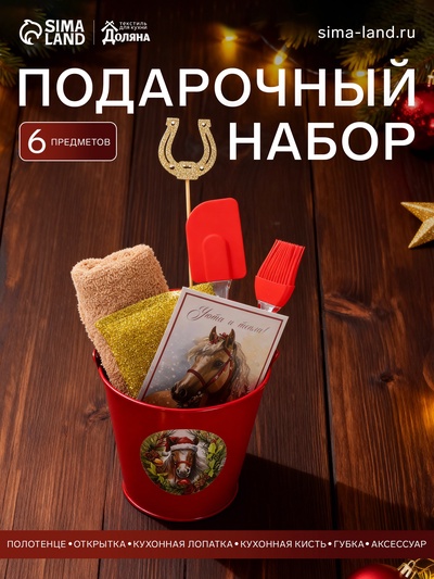 Набор подарочный Доляна «Лошадь», 6 предметов, полотенце и аксессуары