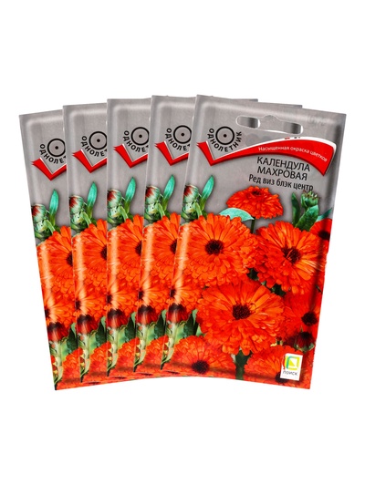 Набор семян Календула махровая "Ред виз блэк центр", 5 шт.