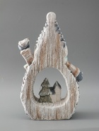 УЦЕНКА Сувенир керамика свет «Снеговик с птицей и зимним домиком, срез дерева» 41×25×9 см - Фото 7