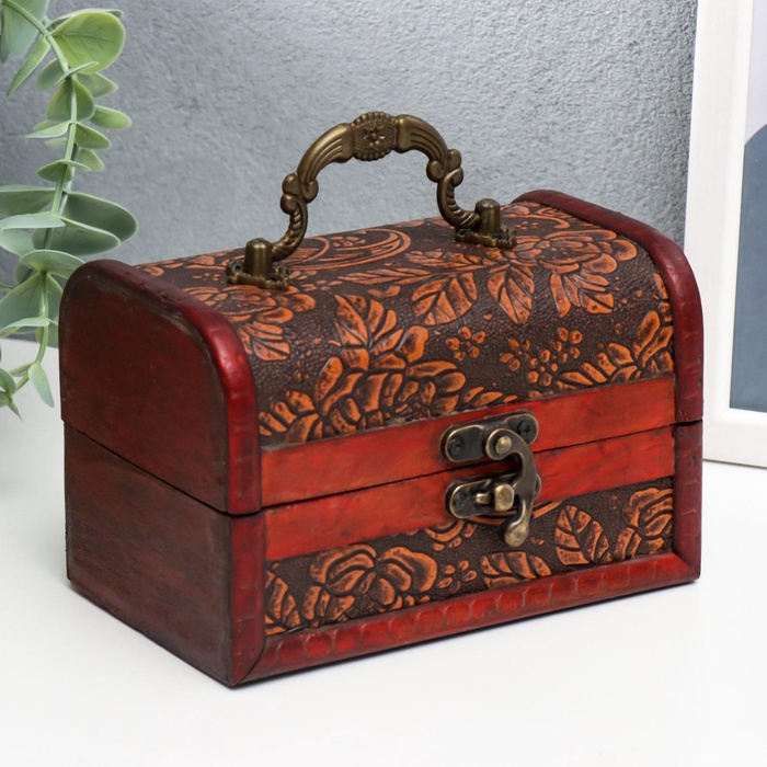 УЦЕНКА Шкатулка сундучок "Цветочный узор" 10х15х10,5 см - Фото 1