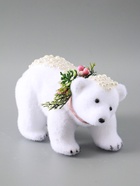 УЦЕНКА Декор «Белый мишка с еловым венком в бусинках» 13×23×13 см - Фото 5