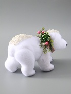 УЦЕНКА Декор «Белый мишка с еловым венком в бусинках» 13×23×13 см - Фото 6
