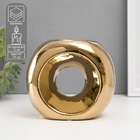 УЦЕНКА Подсвечник керамика на 1 свечу "Кольцо" d=6 см золото 16х8х14 см - фото 14991881