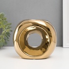 УЦЕНКА Подсвечник керамика на 1 свечу "Кольцо" d=6 см золото 16х8х14 см - фото 14991882