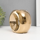 УЦЕНКА Подсвечник керамика на 1 свечу "Кольцо" d=6 см золото 16х8х14 см - фото 14991884