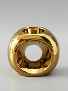 УЦЕНКА Подсвечник керамика на 1 свечу "Кольцо" d=6 см золото 16х8х14 см - фото 14991885