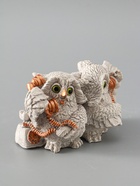 УЦЕНКА Фигура "Совы говорят по телефону" 8х12х7 см, серый 10964097