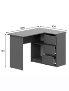УЦЕНКА Стол угловой с ящиками Денвер, 1090х836х754, Графит 10964356 - фото 3918995