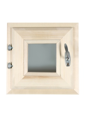 Деревянное окно для бани, 30×30 см, стеклопакет