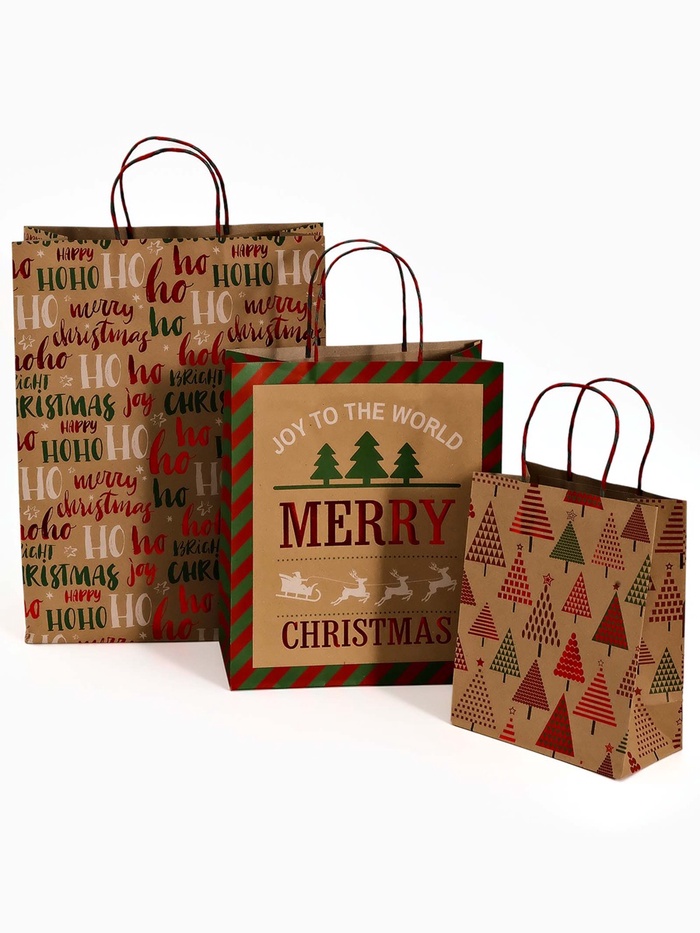 Набор подарочных пакетов «Новогодний», 3 шт, тиснение, 25 × 4 × 30.5 см, 30 × 40 × 11.5 см, 18 × 23 × 10 см - Фото 1