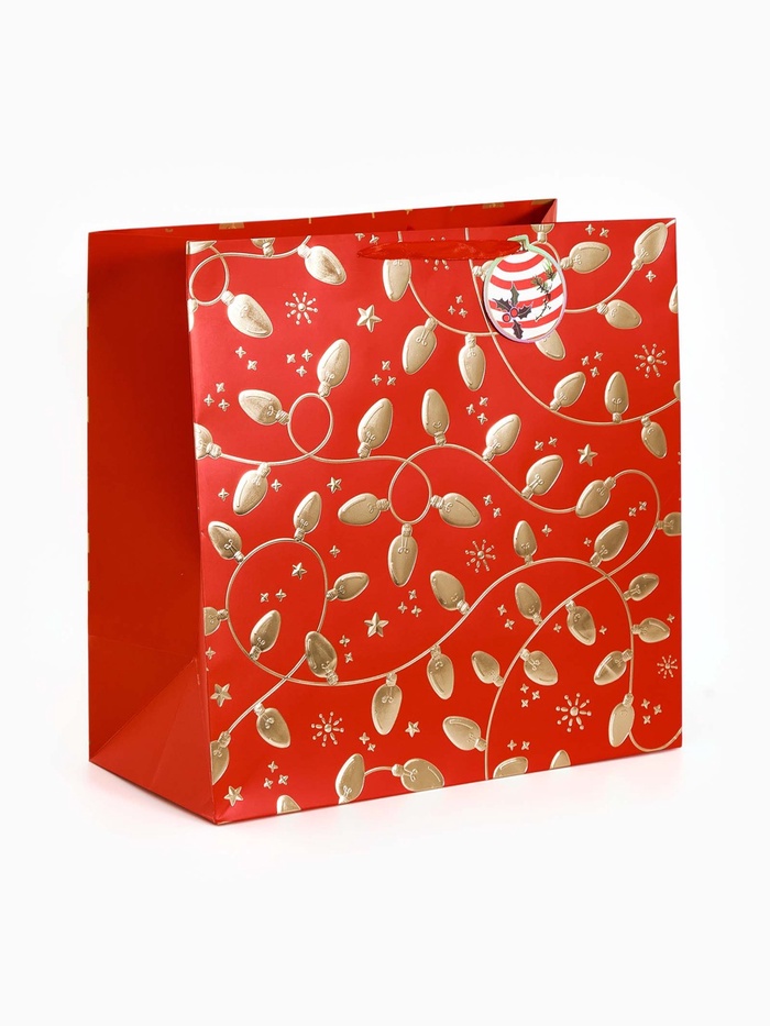 Пакет подарочный с шильдиком «Новогодний», 40×40×20 см, тиснение, конгрев, 3D-эффект