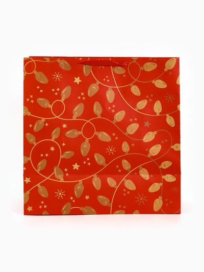 Пакет подарочный с шильдиком «Новогодний», 40×40×20 см, тиснение, конгрев, 3D-эффект
