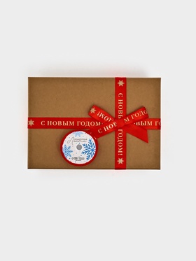 Лента атласная для упаковки подарков «С Новым годом» 2 см  ?  5 м, тиснение (комплект 2 шт)