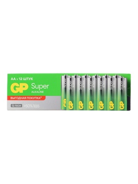 Батарейка алкалиновая GP Super Alkaline G-Tech, AA, LR03-12, 1.5 В, набор, 12 шт. 10962941