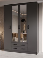 Шкаф четырёхстворчатый «Квадро», с зеркалом, 1600×487×2200 мм, цвет графит 10954738