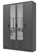 Шкаф четырёхстворчатый «Квадро», с зеркалом, 1600×487×2200 мм, цвет графит - Фото 2