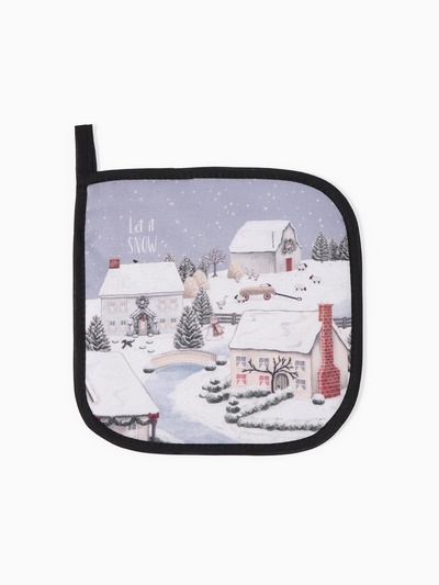 Набор кухонный «Этель» Winter village, варежка-прихватка 20×28 см, прихватка 19×19 см