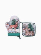 Кухонный набор «Этель. Новогодний лес»: варежка-прихватка 20×28 см, прихватка 19×19 см - Фото 3