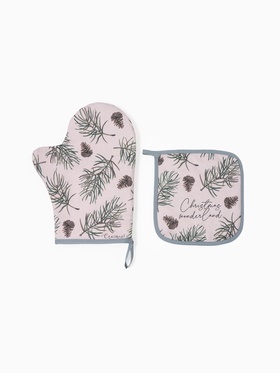 Набор кухонный «Этель» Christmas tree, варежка-прихватка 20×28 см, прихватка 19×19 см