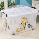 УЦЕНКА Контейнер для хранения без крышки «Мишка и котенок», 35 л, 50×31×28 см, прямоугольный, прозрачный - Фото 2