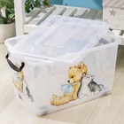 УЦЕНКА Контейнер для хранения без крышки «Мишка и котенок», 35 л, 50×31×28 см, прямоугольный, прозрачный - Фото 3
