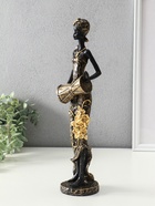 Фигура полистоун «Африканка в косынке с цветами и барабаном», чёрный, 8.5×8.5×39 см - фото 119644383
