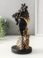 Бюст полистоун «Девушка с цветком, в наряде в клетку», чёрный, 13.3×12.3×29.5 см - фото 119644389