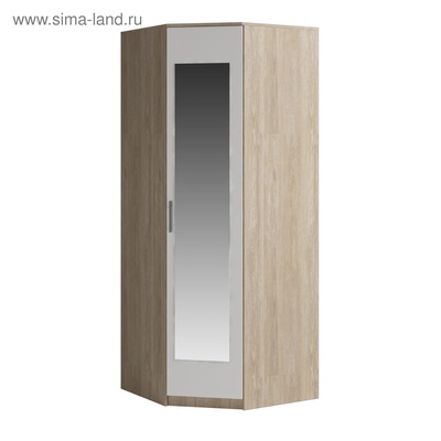 УЦЕНКА Шкаф угловой с зеркалом Светлана, 2070×880×880, Дуб сонома/Белый
