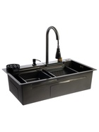 УЦЕНКА Кухонная мойка ZEIN M03, S=3.0 и 0.7 мм, смеситель, графит - Фото 2