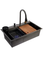 УЦЕНКА Кухонная мойка ZEIN M03, S=3.0 и 0.7 мм, смеситель, графит - Фото 4