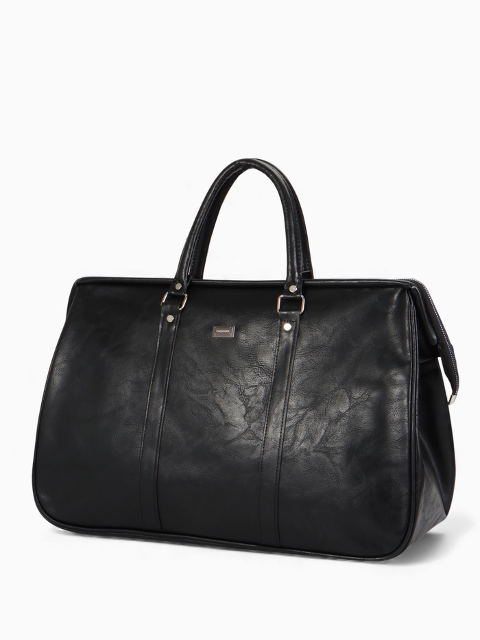 Сумка саквояж дорожная, на молнии, 48×18.5×30 см, чёрная - Фото 1