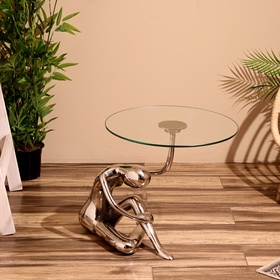 УЦЕНКА Столик кофейный 52х52х50 см, алюминий, стекло 10966869