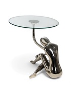 УЦЕНКА Столик кофейный 52х52х50 см, алюминий, стекло - фото 14997933