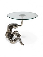 УЦЕНКА Столик кофейный 52х52х50 см, алюминий, стекло - фото 14997928