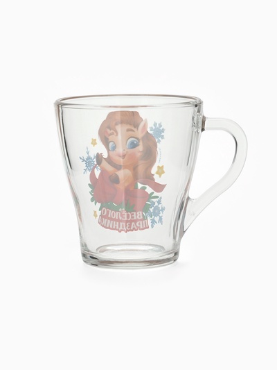 Кружки стеклянные новогодние «Весёлого праздника. Лошади», набор 2 шт. по 300 мл