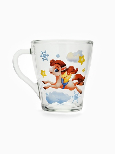 Кружки стеклянные новогодние «Весёлого праздника. Лошади», набор 2 шт. по 300 мл