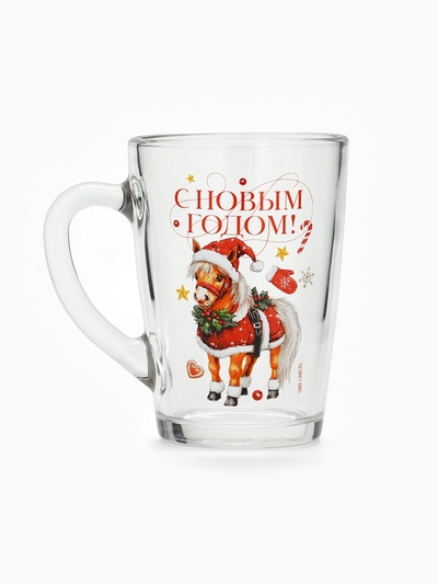 Кружка новогодняя стеклянная «С Новым годом. Пони», 300 мл