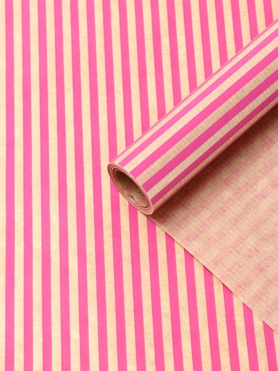 Бумага упаковочная крафт «Полосы розовые», 0.68×10±5% м, 60 г