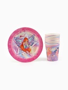 Посуда одноразовая бумажная на 10 персон: стаканы, тарелки, скатерть, ВИНКС - Фото 10