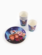 Посуда одноразовая бумажная на 10 персон: стаканы, тарелки, скатерть, Холодное сердце - Фото 3