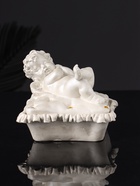 УЦЕНКА Шкатулка "Ангел лежит на животе" 9х9х9 см, перламутр - Фото 1