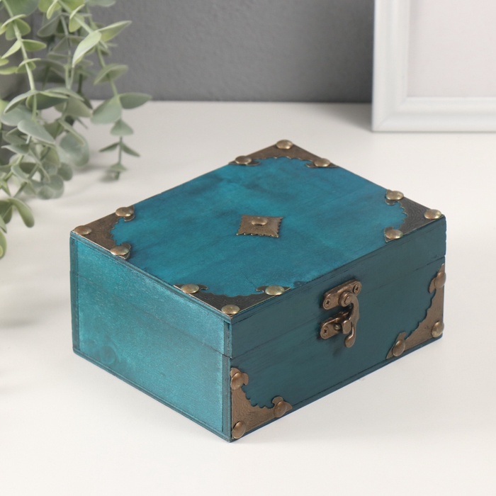 УЦЕНКА Шкатулка для украшений «Сундук. Адриана», голубая, 15×12×7 см - Фото 1