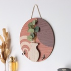 УЦЕНКА Крючки декоративные дерево "Абстракция. Цветок и ваза" 1,5х23,4х23,4 см 10967028