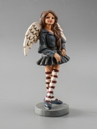 УЦЕНКА Сувенир полистоун "Девочка-ангел в сером платье и полосатых гетрах" 12х6,5х19,5 см 10967036