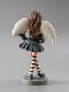 УЦЕНКА Сувенир полистоун "Девочка-ангел в сером платье и полосатых гетрах" 12х6,5х19,5 см 10967036