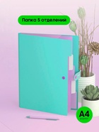 Папка А4, 5 отделений, Calligrata, 600 мкм, на кнопке, зеленая, матовая - Фото 1