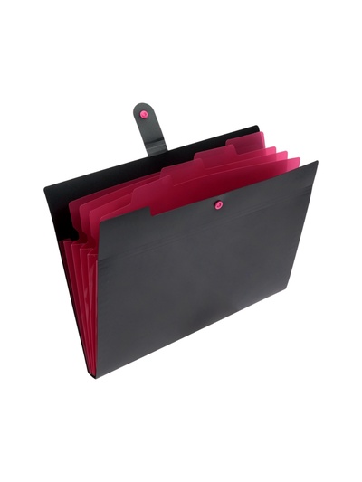 Папка А4, 5 отделений, Calligrata, 600 мкм, на кнопке, черная, матовая