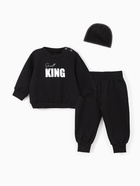 Комплект для мальчика, (джемпер, брюки, шапочка) «Крошка Я» Small King, рост 62-68, чёрный - Фото 4