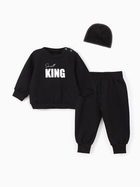 Комплект для мальчика, (джемпер, брюки, шапочка) «Крошка Я» Small King, рост 68-74, чёрный