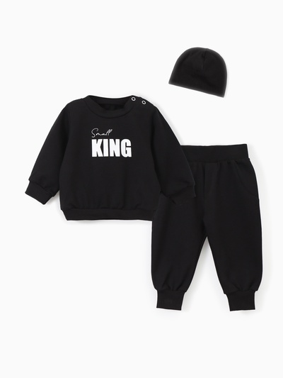 Комплект для мальчика, (джемпер, брюки, шапочка) «Крошка Я» Small King, рост 74-80, чёрный